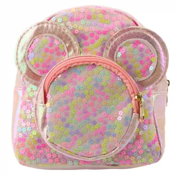 LEAN Bērnu mugursoma ar secīgiem un peles ausīm rozā 22cm 3L