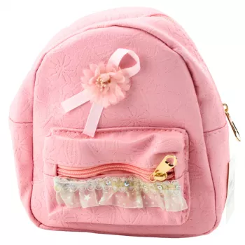 LEAN Children's Backpack Embossed Bow Ruffle Pink 20cm 2.5L