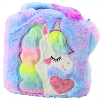 LEAN Plush Children's Bag ar Vienradzi, Regulējams Plecu Siksna, Krāsains 24x9cm