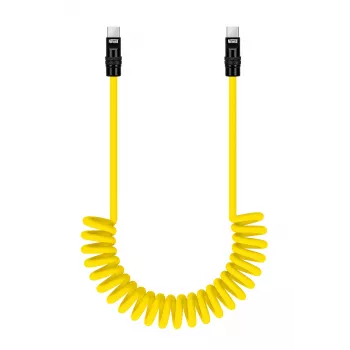 Newell USB-C to USB-C Cable 100W, 1.5m, Silicone, Coiled, Yellow-Black