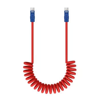 Newell USB-C to USB-C kabelis 100W 1.5m Silikona Spirālveida Sarkani-Zils