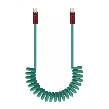Newell USB-C to USB-C Cable 100W, 1.5m, Silicone, Coiled, Green-Burgundy