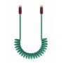Newell USB-C to USB-C Cable 100W, 1.5m, Silicone, Coiled, Green-Burgundy