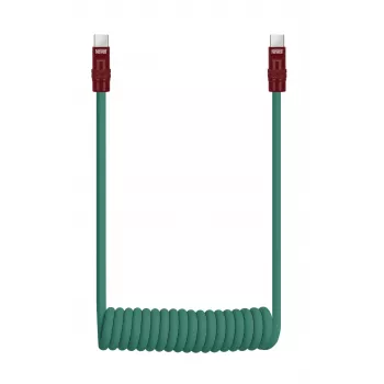 Newell USB-C to USB-C Cable 100W, 1.5m, Silicone, Coiled, Green-Burgundy