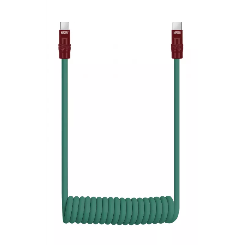 Newell USB-C to USB-C Cable 100W, 1.5m, Silicone, Coiled, Green-Burgundy