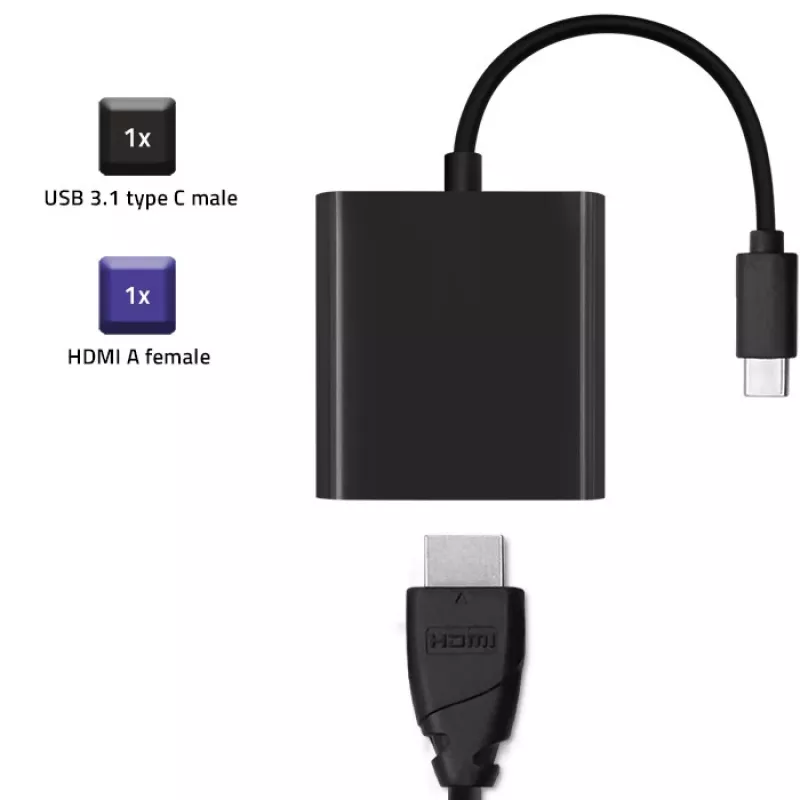 Qoltec USB-C 3.1 to HDMI Adapter 4K MHL Black