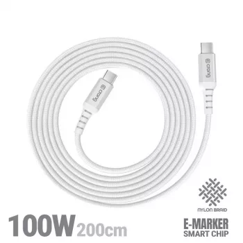Crong Armor Link USB-C to USB-C Cable 100W PD 5A 200cm White