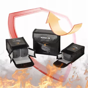 SUNNYLIFE Fireproof Battery Storage Bag for DJI Mavic 4 Pro, Holds 2 Batteries, Black