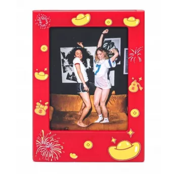 LOVEINSTANT 4x Magnetic Photo Frame for Instax Mini, Red/Gold