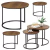 LEAN Set of 3-in-1 Round Coffee Tables Vintage Natural Wood 51cm 40cm 30cm