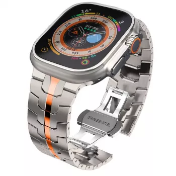 TECH-PROTECT STAINLESS LINE Apple Watch Siksniņa 44/45/46/49 mm Titanium/Orange