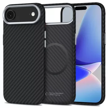 Tech-Protect Ion Carbon MacSafe Maciņš iPhone 17 Air, Melns/Sudrabs