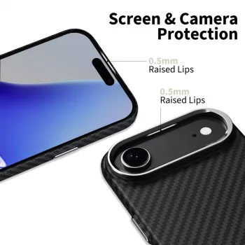 Tech-Protect Ion Carbon MacSafe Maciņš iPhone 17 Air, Melns/Sudrabs