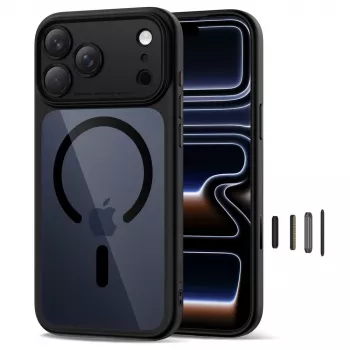 TECH-PROTECT MagPeak MagSafe Hybrid Back Cover Apple iPhone 17 Pro Max, Melns/Caurspīdīgs