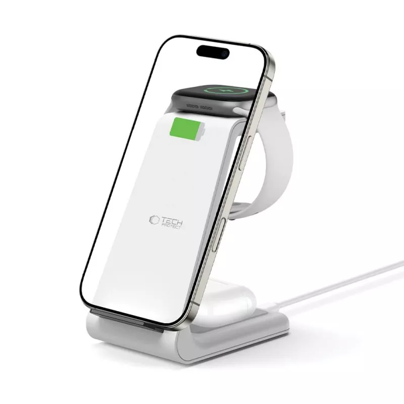 TECH-PROTECT QI15W-A36 3-in-1 Wireless Charger for Apple White