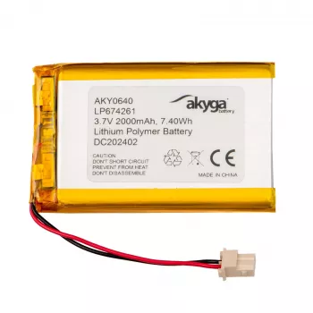 Akyga AKY0640 LP674261 Li-Po akumulators 3,7 V 2000 mAh, PCM, Molex 5264 2 kontaktu, 50 mm