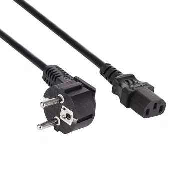 Akyga AK-PC-05S barošanas kabelis, CEE 7/7 uz IEC C13, vara 3 x 1,5 mm², 5 m, melns