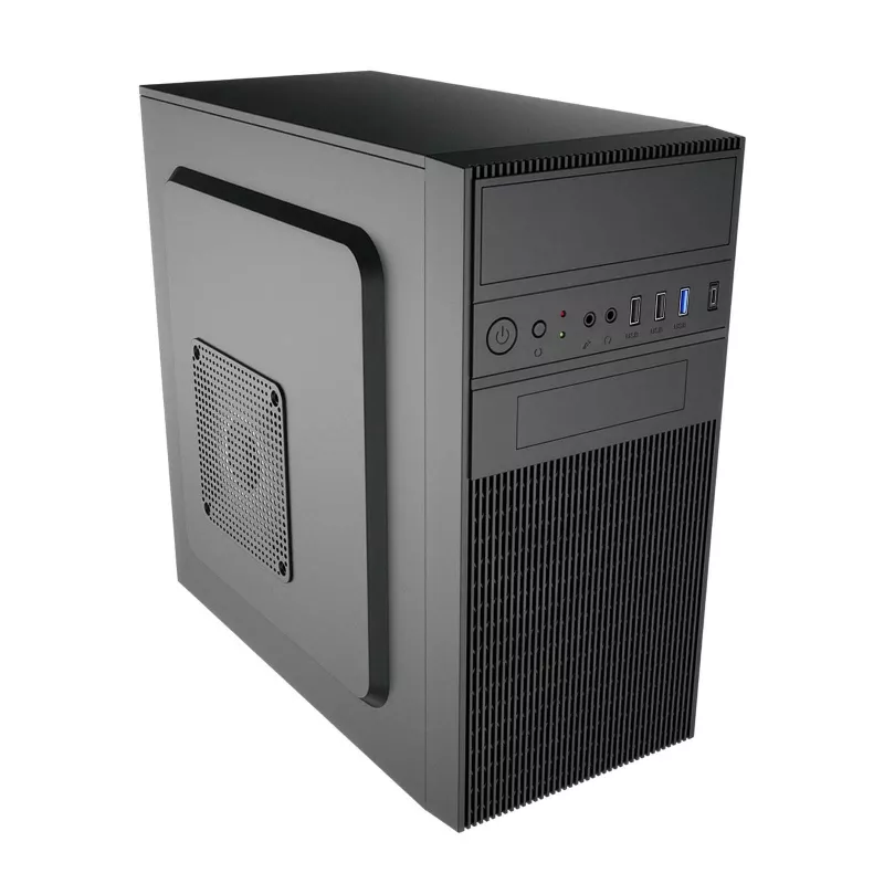 Akyga AK19BK Micro Tower datora korpuss, Micro ATX / Mini ITX, USB-C + USB 3.0 + 2x USB 2.0, bez barošanas bloka, melns