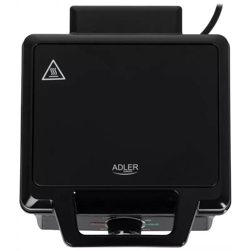 Adler AD 3088 vafeļu panna 2 lielām vafelēm, 1600 W (maks. 2000 W), nepiedegošas plāksnes, regulējama temperatūra, melnā krāsā (AD 3088)