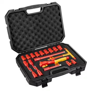 NEO TOOLS 1000V Izolētais uzgriežņu atslēgu komplekts, 19 daļas, 1/2 collas piedziņa, hroma-vanādija tērauds, VDE sertificēts
