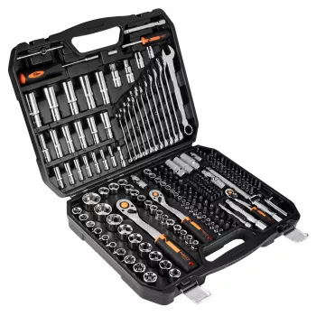 NEO TOOLS Uzgriežņu atslēgu komplekts 1/4 inch, 3/8 inch, 1/2 inch piedziņa, 219 daļas, hroma-vanādija tērauds