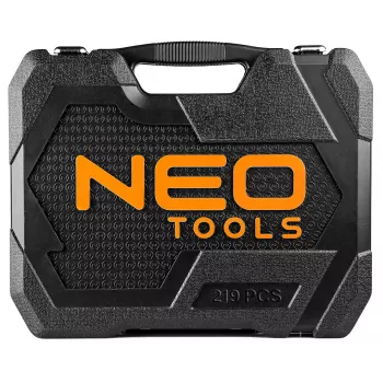NEO TOOLS Uzgriežņu atslēgu komplekts 1/4 inch, 3/8 inch, 1/2 inch piedziņa, 219 daļas, hroma-vanādija tērauds