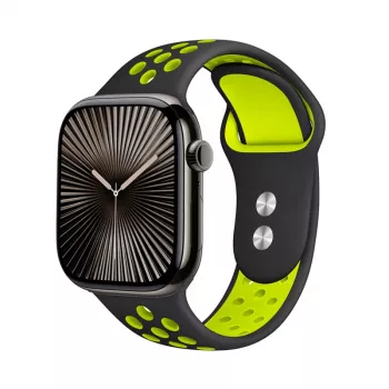 Crong Duo Sport Band Apple Watch 38/40/41/42 mm (Melns/Laima zaļš)