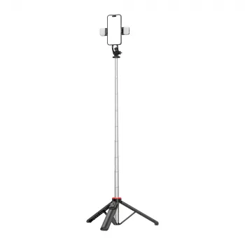 HURTEL Selfie Stick WC13YDS Telescopic Tripod 1.3m ar Divu LED Gaismu un Telefona Turētāju - Melns