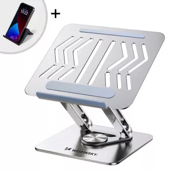 Wozinsky 360° Silver Laptop Stand ar telefona turētāju