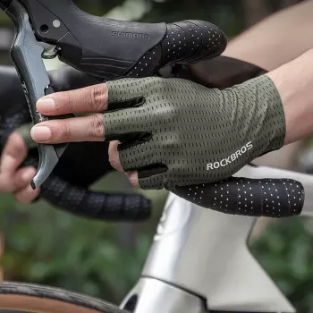 ROCKBROS Īsie pirkstu riteņbraukšanas cimdi Breathable, izmērs S - zaļš