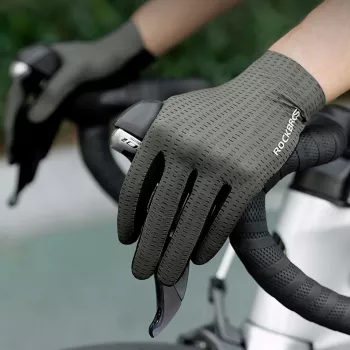 ROCKBROS Breathable Full Finger Cycling Gloves, Size S - Green