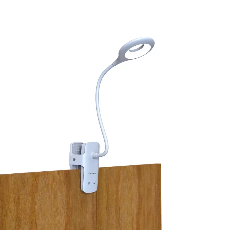 WOZINSKY Mini Wireless LED Reading Lamp with Clip and USB-C Cable - White
