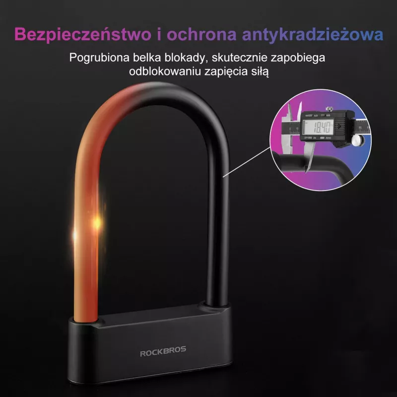 Rockbros SMART Fingerprint & Bluetooth Bike Cable Lock 100cm Black