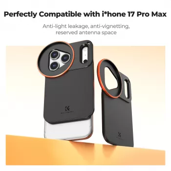 KF Aizsargmaciņš ar 58 mm objektīva stiprinājumu Apple iPhone 17 Pro Max - Melns