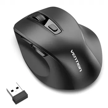 Vention KTMB0 Dual-Mode 2.4GHz + Bluetooth 5.1 bezvadu optiskā pele, 6 pogas, 800-2400 DPI, melna