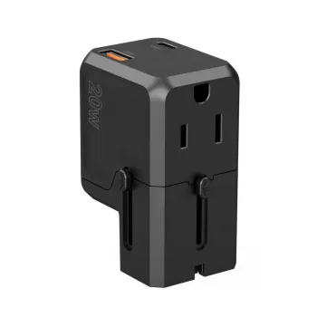 CHOETECH PD6038 38W GaN USB-C Lādētājs ar USB-A, Nomaināmiem Kontaktdakšiem (EU/US/UK/AU) - Melns