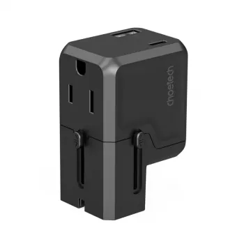 CHOETECH PD6038 38W GaN USB-C Lādētājs ar USB-A, Nomaināmiem Kontaktdakšiem (EU/US/UK/AU) - Melns