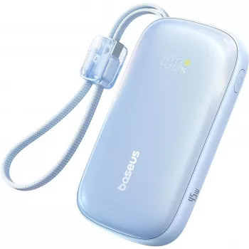 Baseus EnerFill FC21 Qpow 3 Ultra 10000mAh 45W Power Bank ar Noņemamu USB-C/Lightning Kabeli - Zils