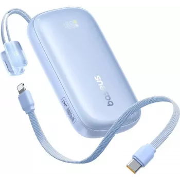 Baseus EnerFill FC21 Qpow 3 Ultra 10000mAh 45W Power Bank ar Noņemamu USB-C/Lightning Kabeli - Zils