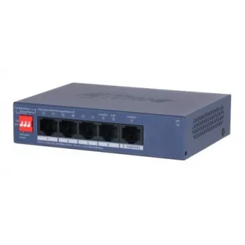 DAHUA CS4005-4GT-36 Pārvaldāms L2 Gigabitu Ethernet slēdzis ar 4 PoE+ portiem 36W, galda/sienas stiprinājumam