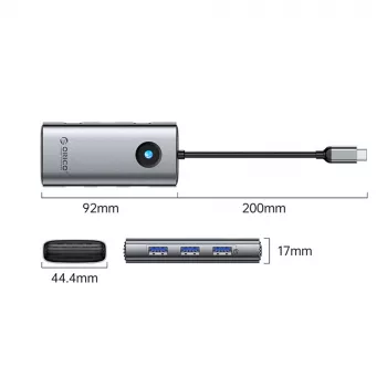 ORICO PW11 USB-C Docking Station 6-in-1, 3x USB-A 3.0, 1x USB-C 3.0, 1x USB-C PD 100W, 1x HDMI 4K 30Hz, Grey