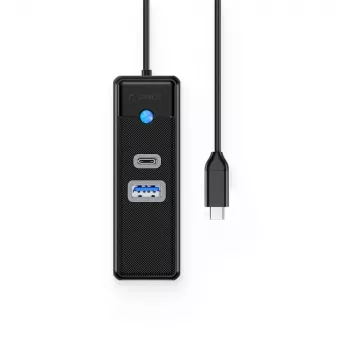 ORICO PW3UR25-C3 3 Portu USB-C Hubs ar 2.5G Ethernet, 0.5m Kabelis, Melns