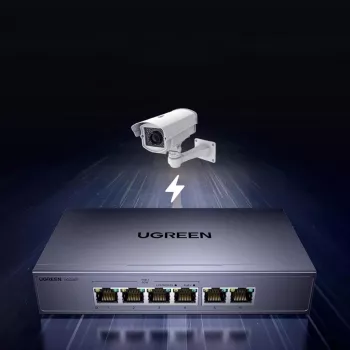 Ugreen 6-Port Gigabit Ethernet Switch with PoE+ - Pelēks