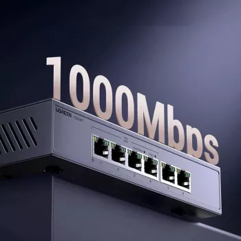 Ugreen 6-Port Gigabit Ethernet Switch with PoE+ - Pelēks