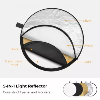 K&F Concept 5-in-1 Collapsible Round Reflector 80cm ar pārnēsāšanas somu (KF18.0002)