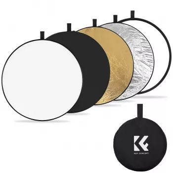 K&F Concept 5-in-1 Round Reflector 110cm ar Difuzoru un Nēsāšanas Maciņu - KF18.0003