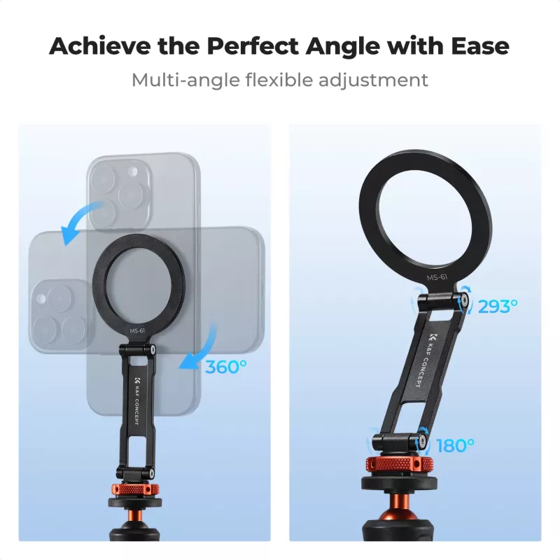 KF Magnetic MagSafe Phone Mount ar 1/4 inch vītni un Cold Shoe - Melns (KF31.196)