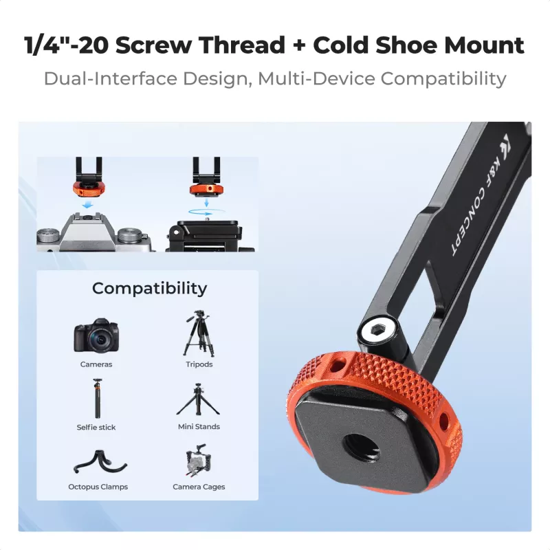 KF Magnetic MagSafe Phone Mount ar 1/4 inch vītni un Cold Shoe - Melns (KF31.196)