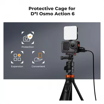 KF Frame Mount Camera Cage priekš DJI Osmo Action 6, metāls, melns, KF12.0026