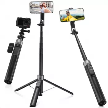 K&F Concept X97-C Selfie Stick Tripod 180 cm ar MagSafe magnētisko stiprinājumu un Bluetooth tālvadību (Melns)